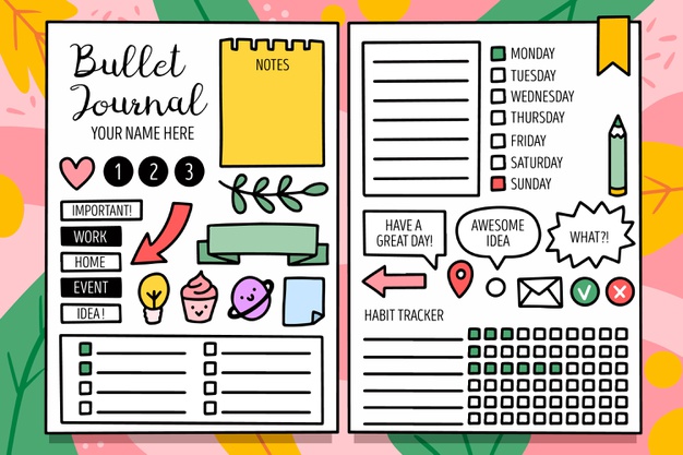 Freepik – Bullet journal planner with elements template Free Vector [AI ...